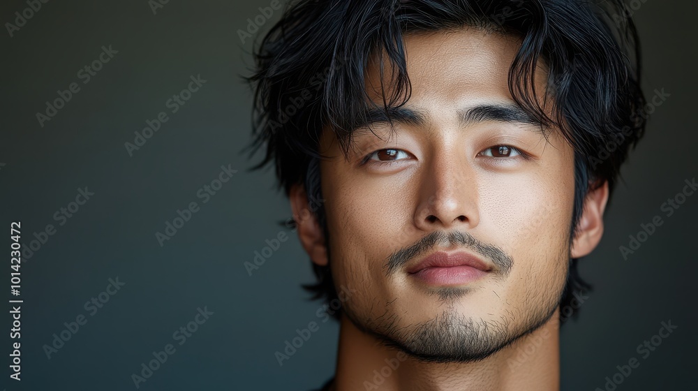 Obraz premium Portrait of a young, handsome Asian man against an isolated background