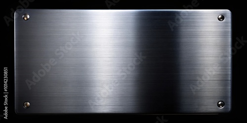 Sleek Brushed Metal Surface with Subtle Light Reflection and Rounded Corners on a Black Background