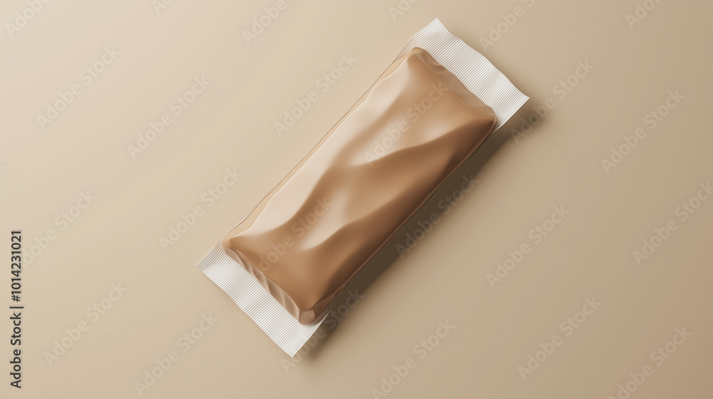Fototapeta premium A 3D mockup of a slim, rectangular chocolate bar packaging with a matte finish.