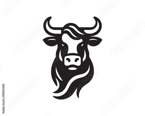 Cow logo vector. Colorful cow head logo. Animal farm. Cow icon. Dairy product symbol vector illustration.