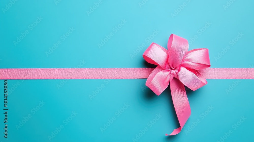 Photo of a pink ribbon bow on a solid background, symbolizing the color for cancer awareness and care. Web banner with copy space Photo of a pink ribbon bow on a solid background, symbolizing the color for cancer awareness and care. Web banner with copy space