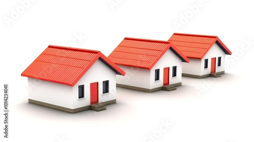 Wallpaper Mural Three small houses with red roofs on a white background. Torontodigital.ca