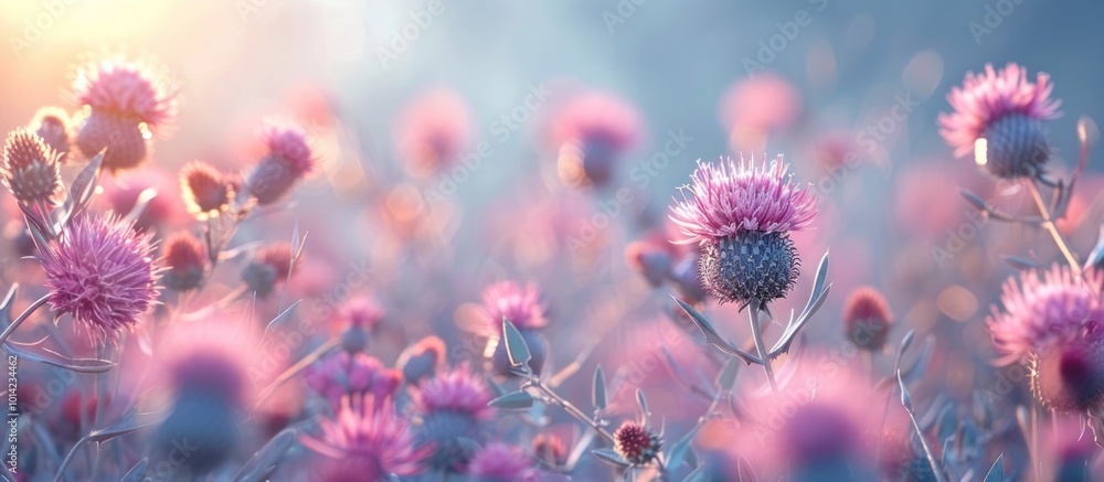 Captivating Floral Tapestry Dreamy soft focused spring meadow filled with a vibrant display of delicate purple blooms creating a serene and enchanting natural scene Captivating Floral Tapestry Dreamy soft focused spring meadow filled with a vibrant display of delicate purple blooms creating a serene and enchanting natural scene
