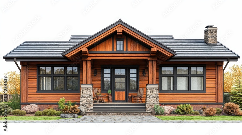 Ranch House front view full length isolate on transparency background Ranch House front view full length isolate on transparency background