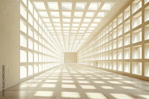 Modern Hallway with Grid-like Windows