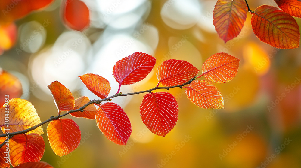 Vibrant autumn leaves in golden sunlight on a serene day in the forest Vibrant autumn leaves in golden sunlight on a serene day in the forest