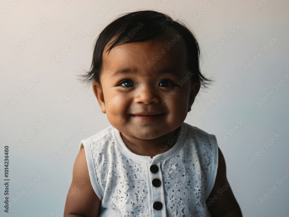 An infant’s eyes sparkling with curiosity and joy. An infant’s eyes sparkling with curiosity and joy.