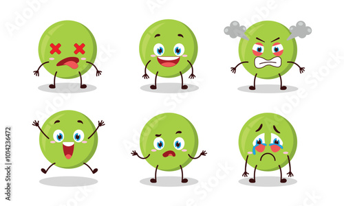 Adobe Illustcute pea cartoon with many expressions vector illustration