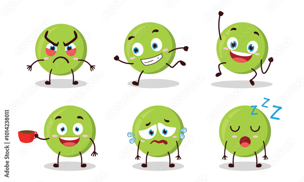 funny pea cartoon character with many pose activity vector illustration funny pea cartoon character with many pose activity vector illustration