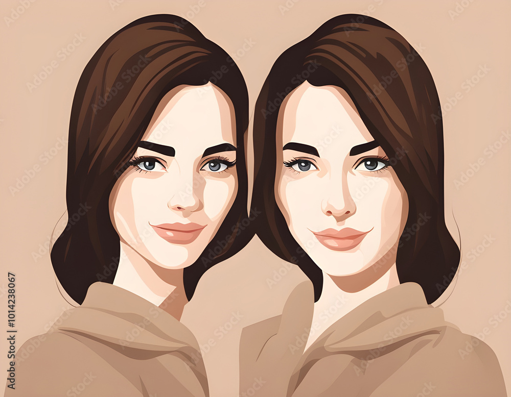 Vector portrait of a woman girl no face background Vector portrait of a woman girl no face background