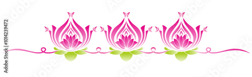 Lotus and butterfly icon sign and symbol isolated on white background for puja and vesak