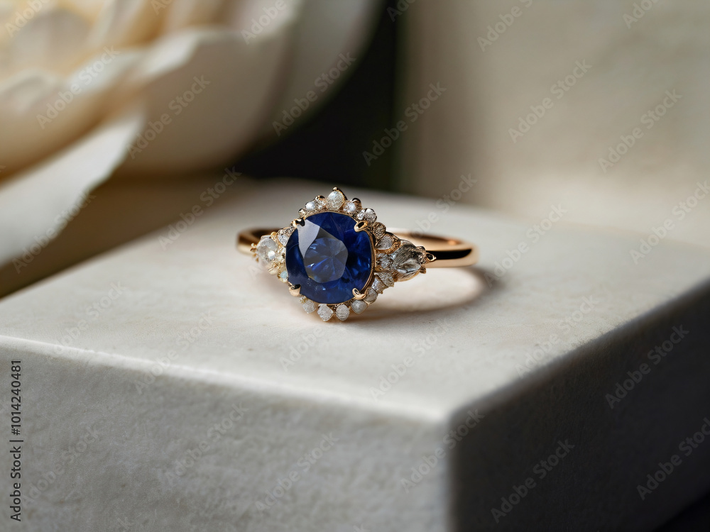 A timeless piece of jewelry with a central blue sapphire A timeless piece of jewelry with a central blue sapphire