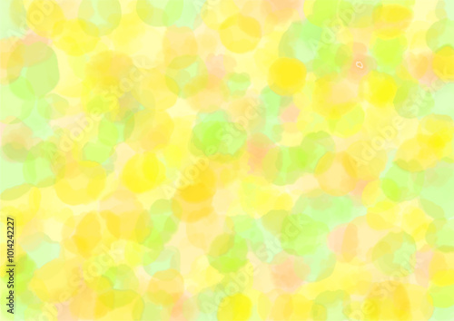 水彩、手描き、にじんだ、水玉、イエロー、レモンイエロー、グリーン、バック、背景