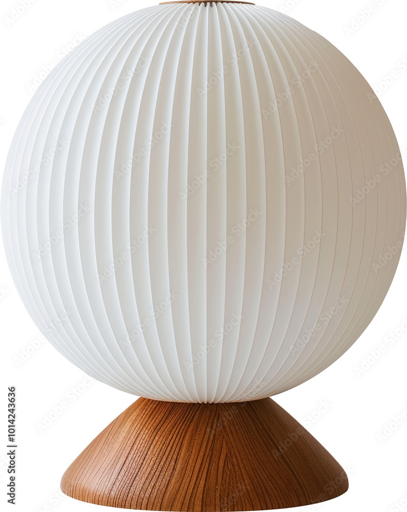 White globe lamp on wood base White globe lamp on wood base