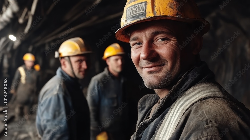 Mine workers taking a break underground during daytime operations Mine workers taking a break underground during daytime operations