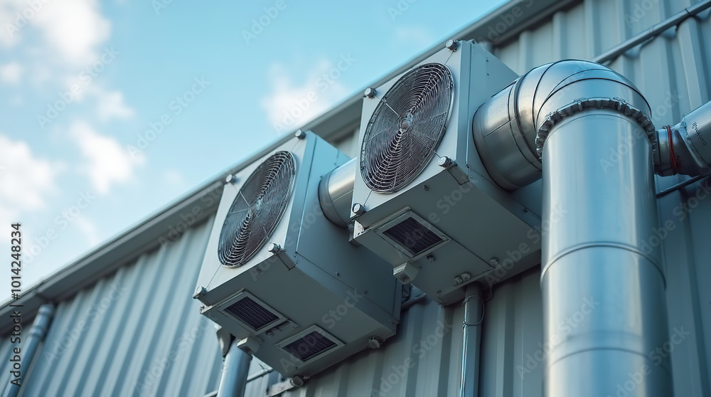 High detail view of a commercial air conditioning system High detail view of a commercial air conditioning system