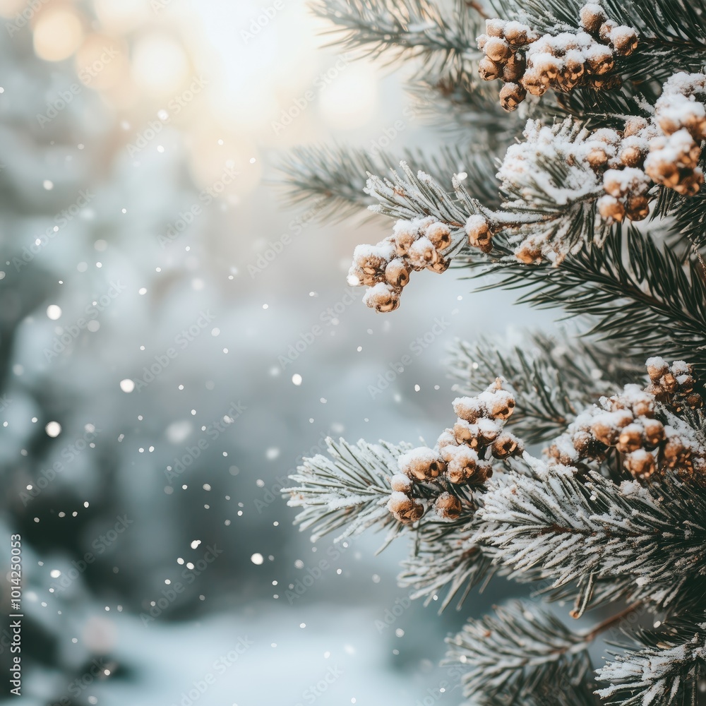 Christmas Tree Branches with Pine Cones in the Snow, Natural Tone Winter Nature Landscape Background, Holiday Marketing Design Wallpaper, Rural Business Backdrop Concept Christmas Tree Branches with Pine Cones in the Snow, Natural Tone Winter Nature Landscape Background, Holiday Marketing Design Wallpaper, Rural Business Backdrop Concept