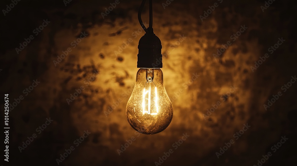 Dark empty room with single flickering light bulb casting long shadows, emphasizing absence of power and eerie atmosphere, minimalist setting with focus on light bulb's glow. Dark empty room with single flickering light bulb casting long shadows, emphasizing absence of power and eerie atmosphere, minimalist setting with focus on light bulb's glow.