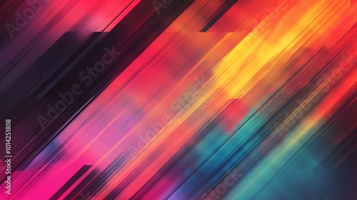 Abstract background with diagonal lines in red, orange, yellow, blue, purple and black colors.