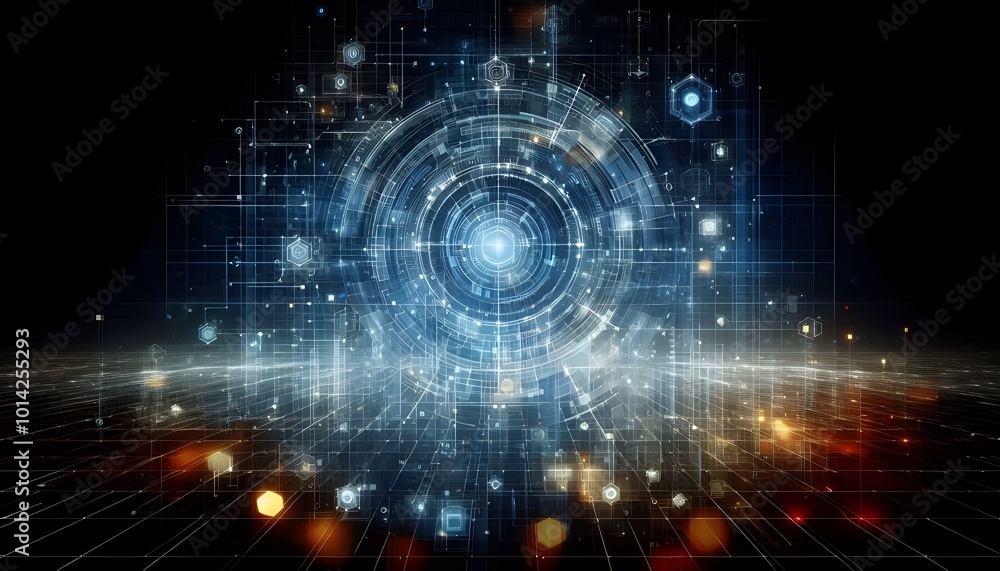 Obraz premium Digital abstract background. Can be used in the description of network abilities, technological processes, digital storages, science, education, etc.