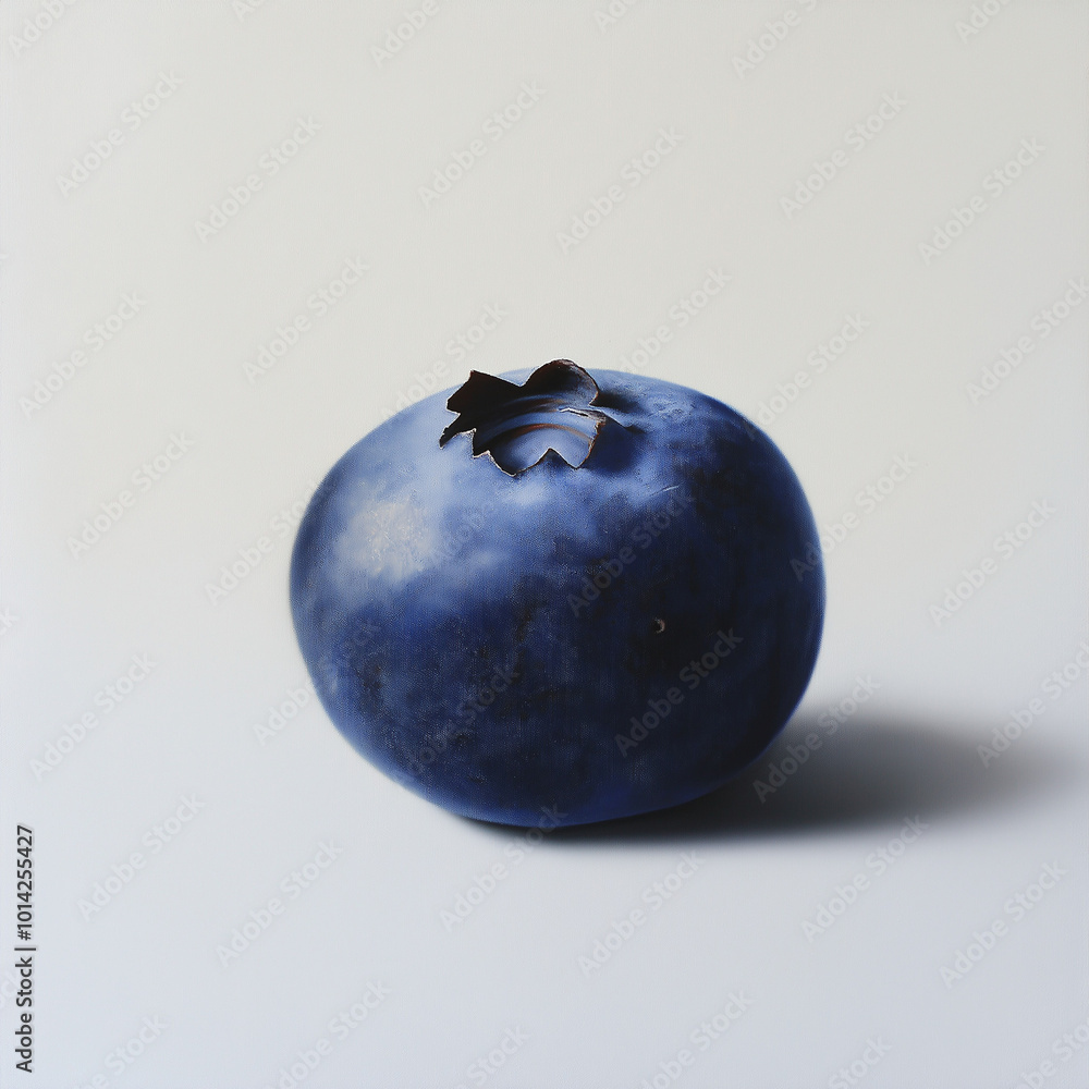 A single plump blueberry in the center of a crisp white background. A single plump blueberry in the center of a crisp white background.