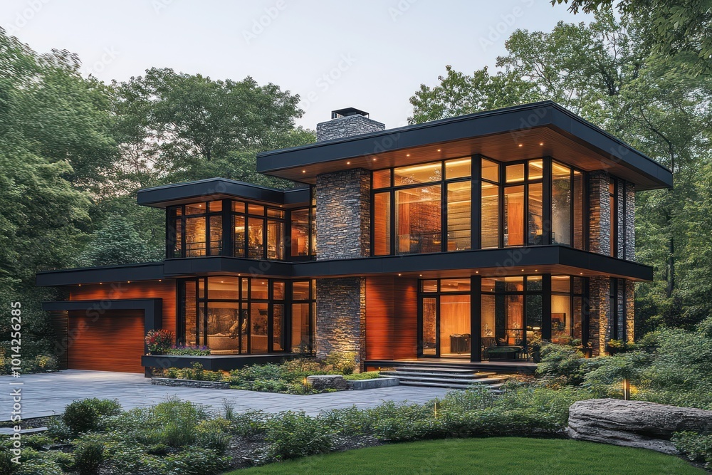 Modern House with Stone Facade Modern House with Stone Facade