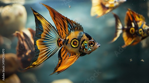 Vibrant Angelfish Swimming in Aquarium