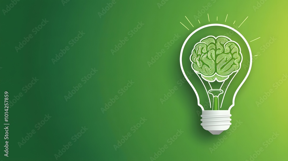 A glowing lightbulb with a brain inside representing creativity and innovation A glowing lightbulb with a brain inside representing creativity and innovation