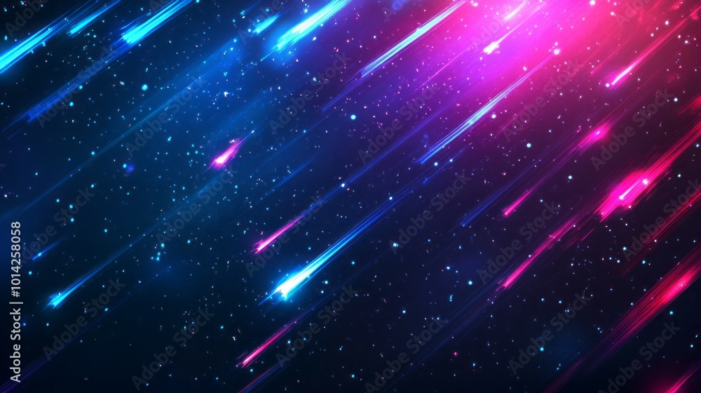 Naklejka premium Abstract blue and pink streaks of light on a dark background.