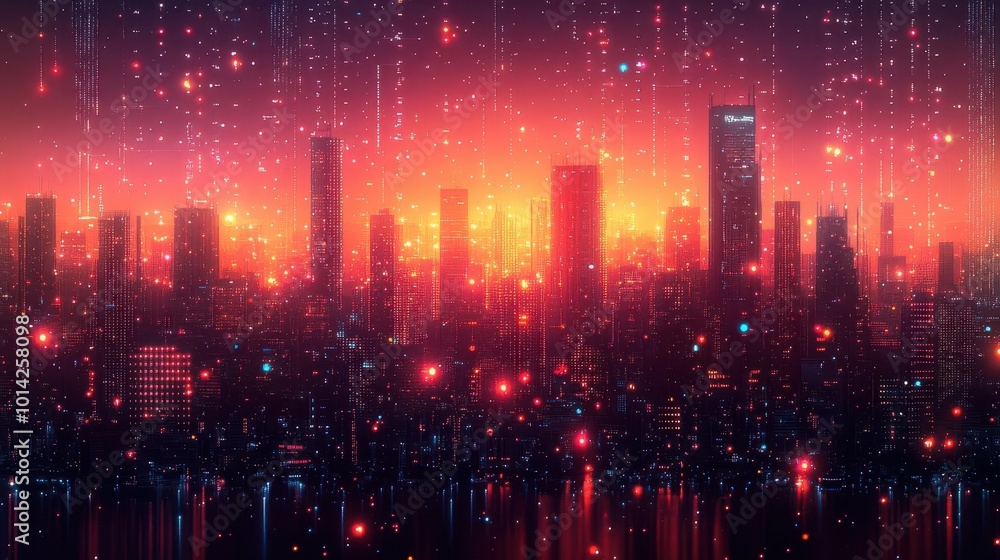 abstract representation of a smart city connected through gradient lines and dot points emphasizing innovation technology and urban development abstract representation of a smart city connected through gradient lines and dot points emphasizing innovation technology and urban development