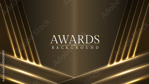 Award luxury elegant gold glowing line with lighting effect sparkle on black awards graphics background. Lines growing elegant shine spark. Premium congratulations card. Event invitation.