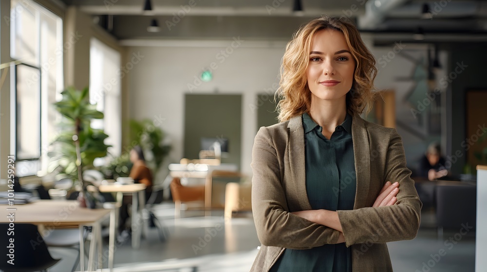 Confident Businesswoman Standing in Modern Office Confident Businesswoman Standing in Modern Office