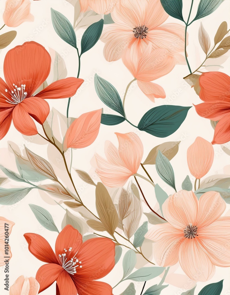 Floral pattern with orange flowers Floral pattern with orange flowers