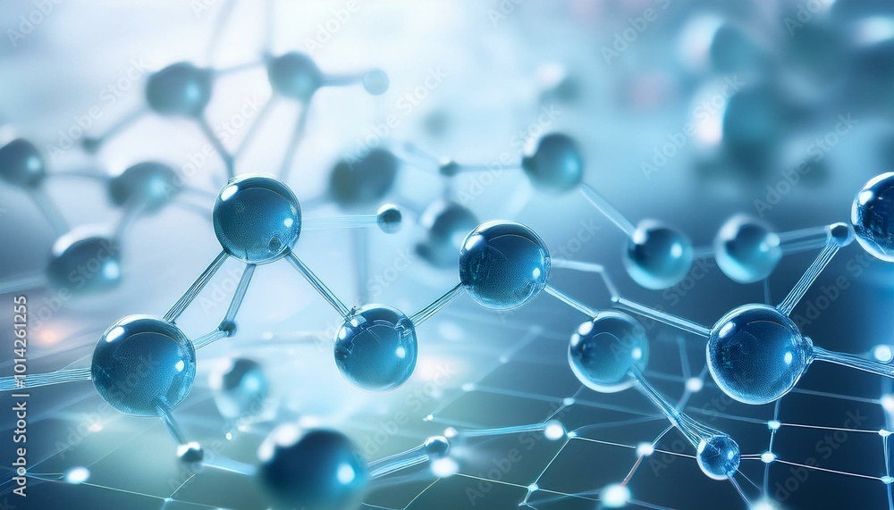 Abstract blue molecule model