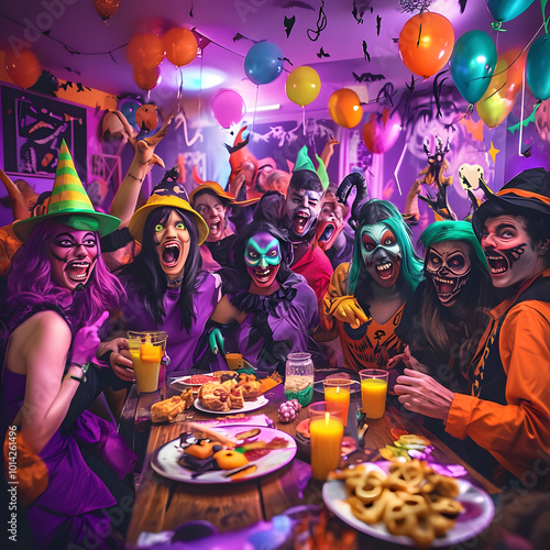 halloween-party-with-costumes-decorations-and-themed-food.