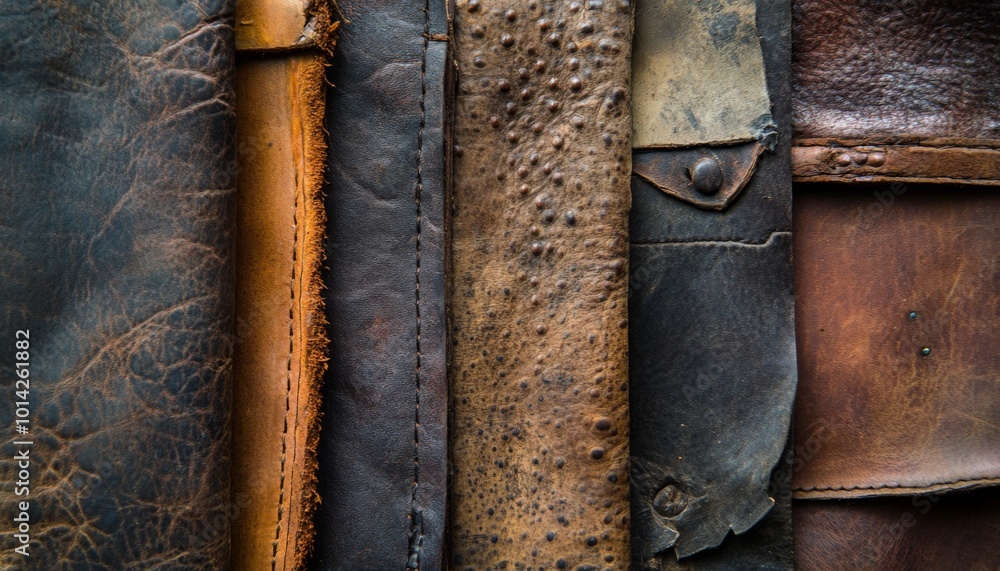 Close up of various textures of brown leather. Close up of various textures of brown leather.