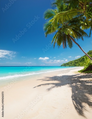 Palm tree on white sand beach