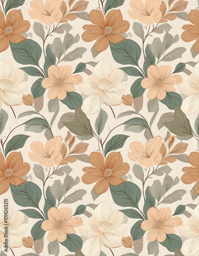 Wallpaper Mural Floral pattern with soft colors Torontodigital.ca