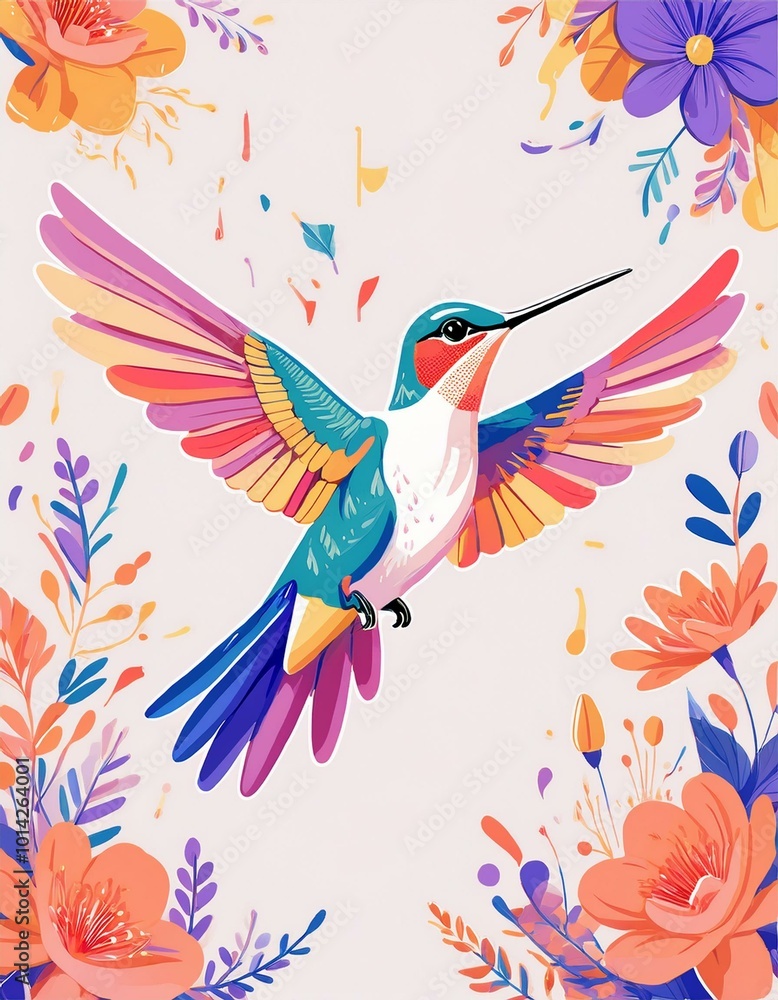 Colorful hummingbird in flight Colorful hummingbird in flight
