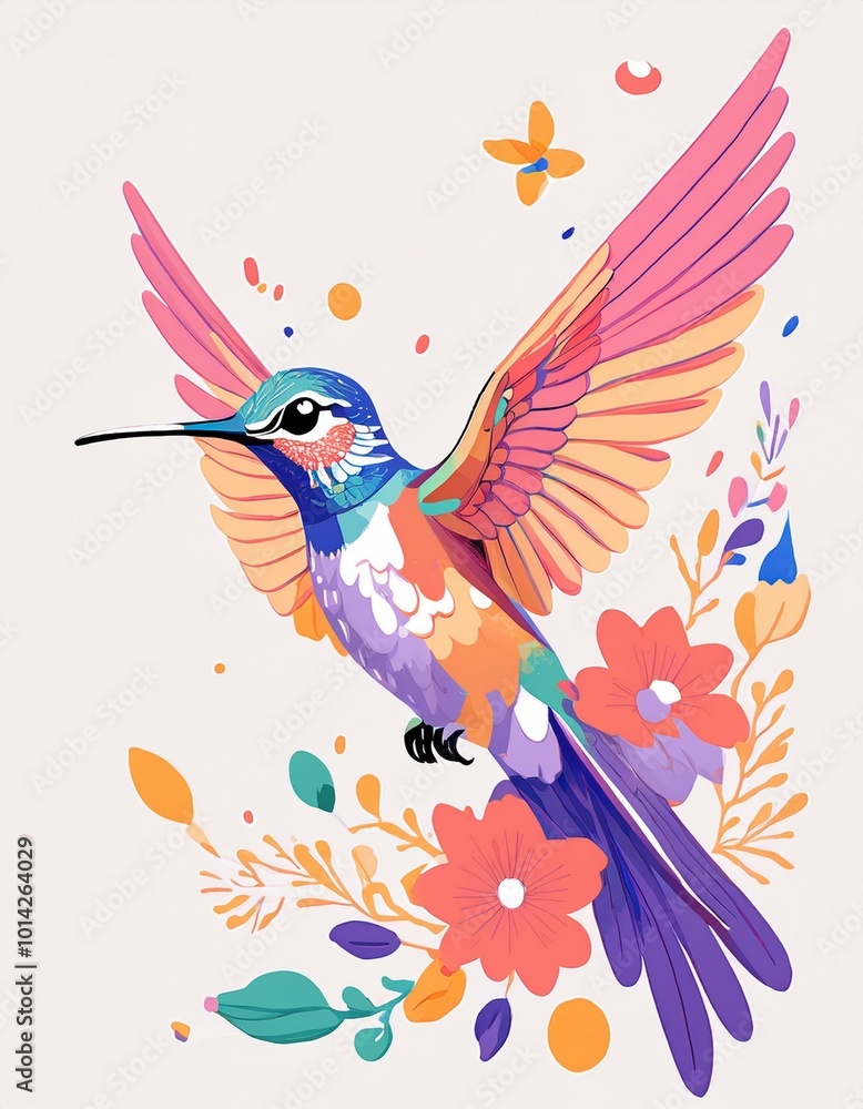 Obraz premium Colorful hummingbird in flight