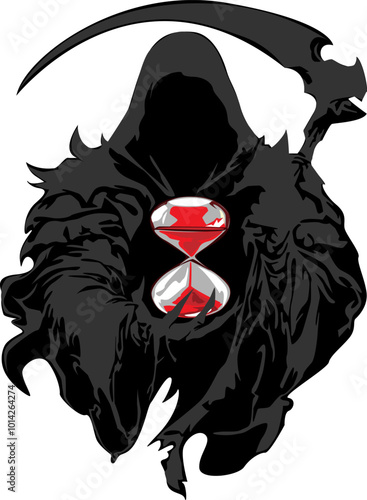 Mysterious and haunting hand drawn illustration of the Grim Reaper, symbolizing the inevitable cycle of life and death.