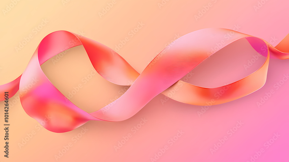Ribbon design on pink and orange background Ribbon design on pink and orange background