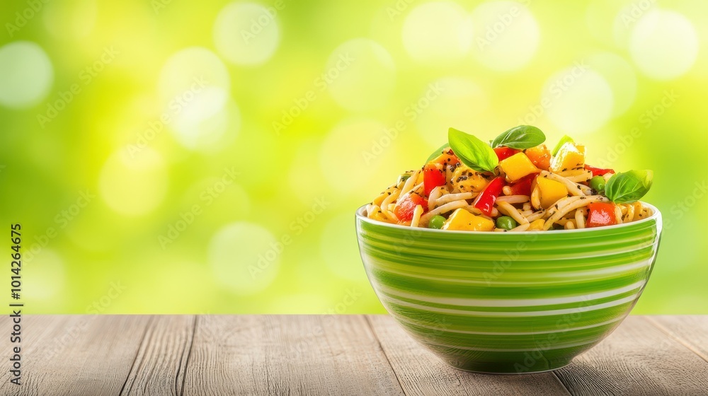 A vibrant yellow dish with a stylish green rim, perfectly captured against a soft, blurred backdrop. A vibrant yellow dish with a stylish green rim, perfectly captured against a soft, blurred backdrop.