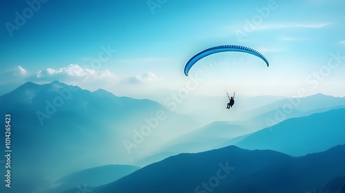 paraglider in the mountains blue sky adventure the life