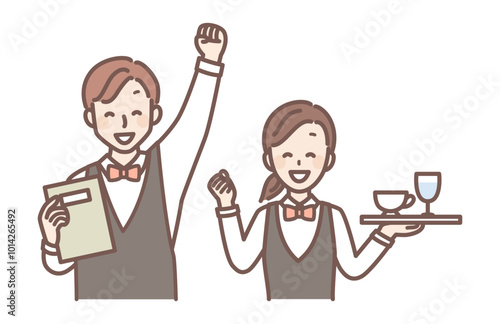 illustration of restaurant and coffee shop staff