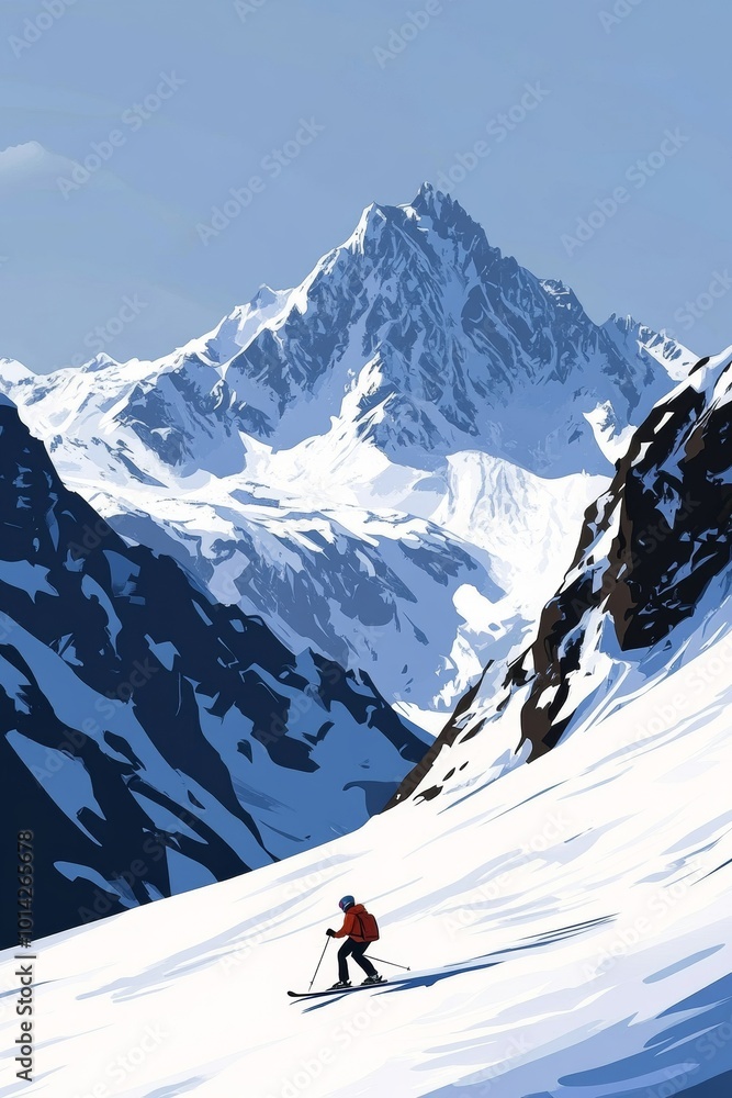 skiing in the mountains skiing in the mountains