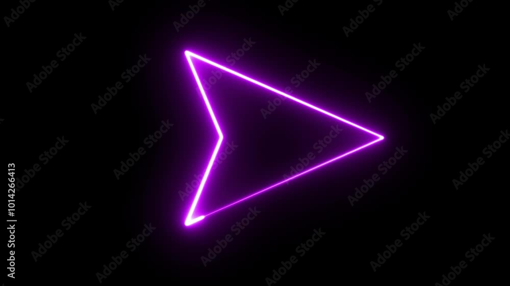 Neon Glowing Purple Arrow Icon on Dark Background Neon Glowing Purple Arrow Icon on Dark Background