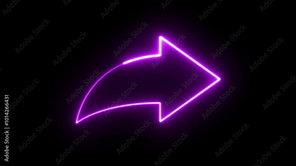 Neon Glowing Purple Arrow Icon on Dark Background Neon Glowing Purple Arrow Icon on Dark Background