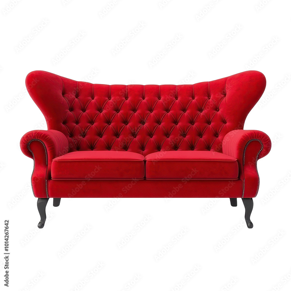A plush sofa, perfect for adding comfort and style to any living room, set against a clean white backdrop. A plush sofa, perfect for adding comfort and style to any living room, set against a clean white backdrop.