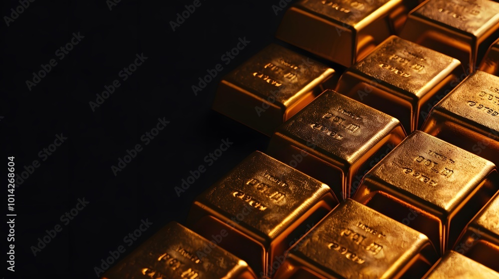 Luxury Gold Bars on Black Background with Ample Copy Space for Text Luxury Gold Bars on Black Background with Ample Copy Space for Text
